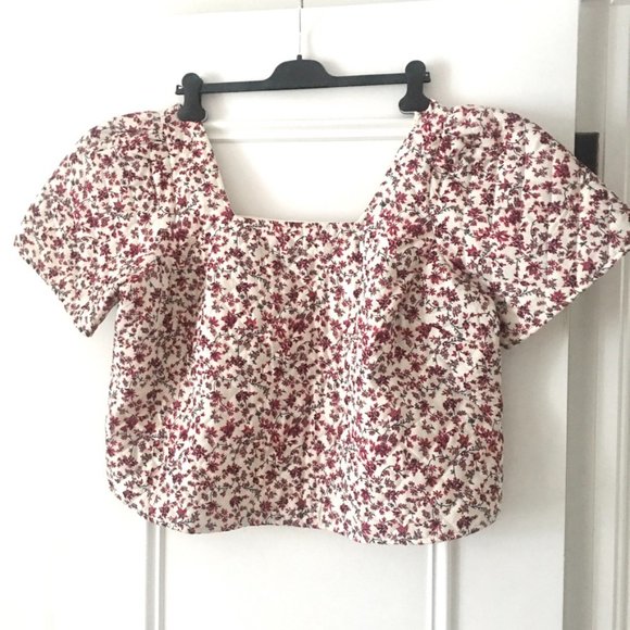 NWT Anthro red and white floral quilted blouse 2X - Picture 4 of 11